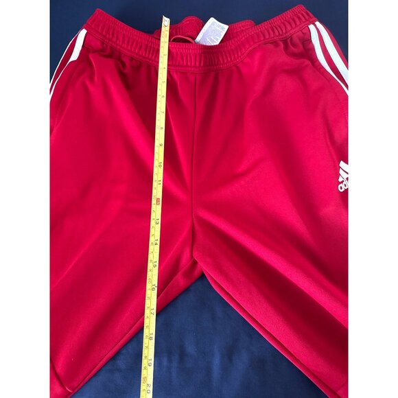 Adidas Mens Red Jogger Pants With White Stripes Elastic Waistband Slim Fit Z L - Picture 4 of 6